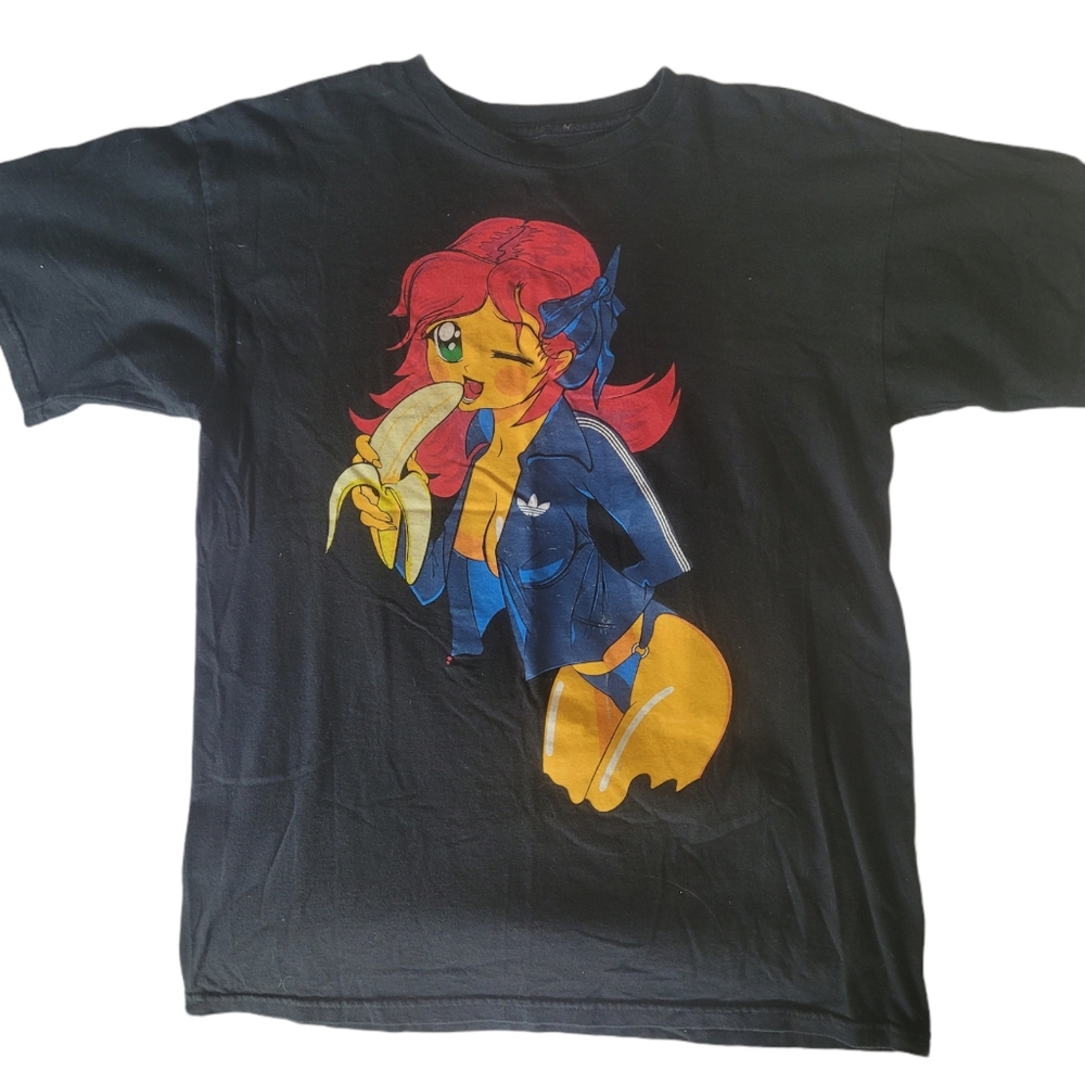 Adidas anime girl banana t shirt